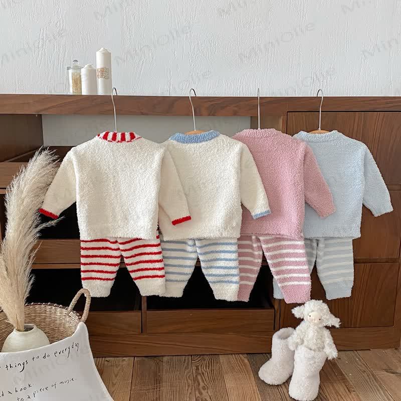 Baby Toddler Cartoon Print Plush Loungewear 2-piece Set - image 10