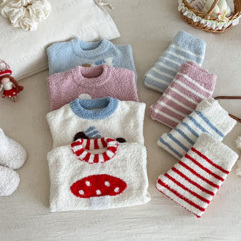 Baby Toddler Cartoon Print Plush Loungewear 2-piece Set - image 11
