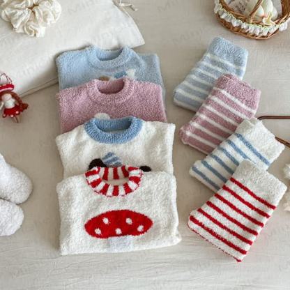 Baby Toddler Cartoon Print Plush Loungewear 2-piece Set - image 11