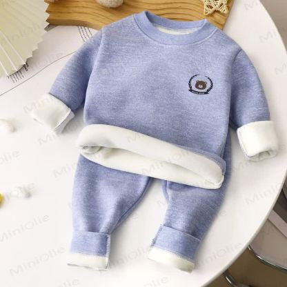 Toddler Bear Warm Fleece Sweatshirt and Jogger 2-piece Set - Blue - 10-11T - image 4