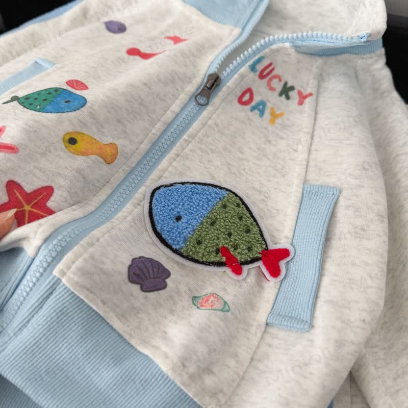 LUCKY DAY Toddler Ocean Embroidered Track Jacket and Pants Set - image 4