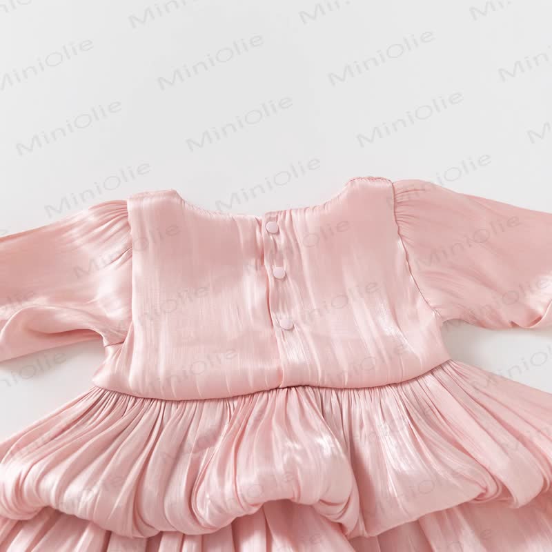 Baby Girls Bow Satin Long Sleeve Dress - image 6