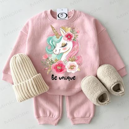 BE UNIQUE Baby Unicorn Pink Sweatshirt 2-piece Set - Pink - 2-3T - image 1