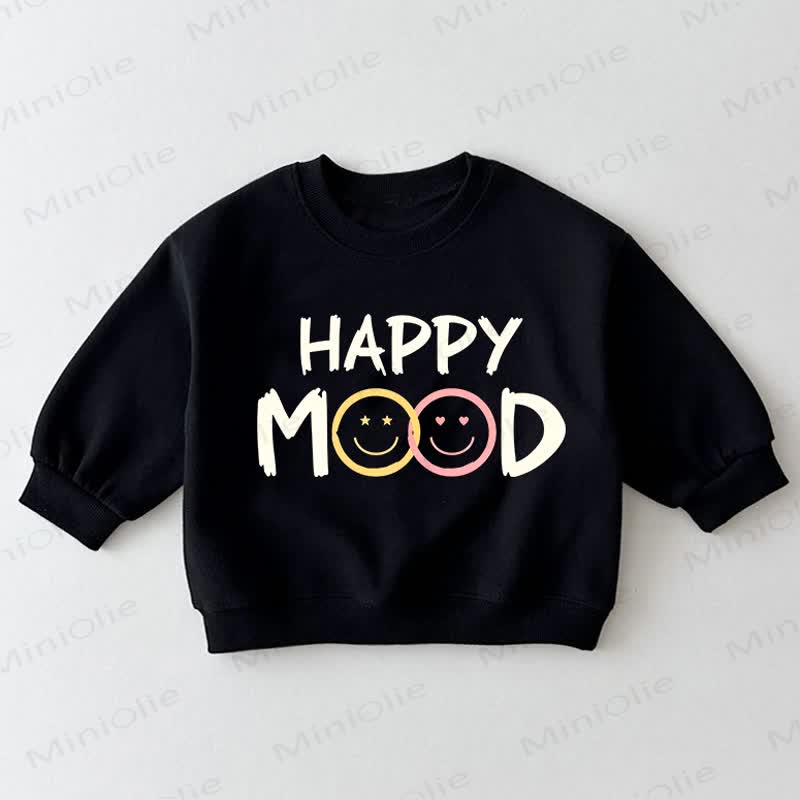 HAPPT MOOD Baby Toddler Smiley Face Black Sweatshirt - Black - 3-5T - image 1