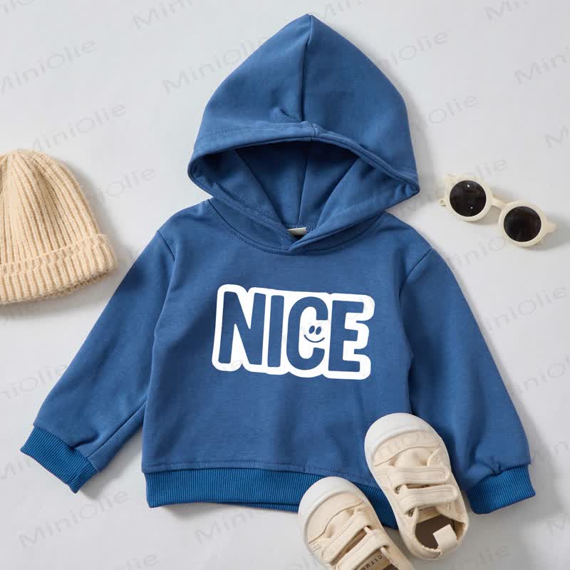 NICE Baby Toddler Smile Print Blue Hoodie - Blue - 3-5T - image 1