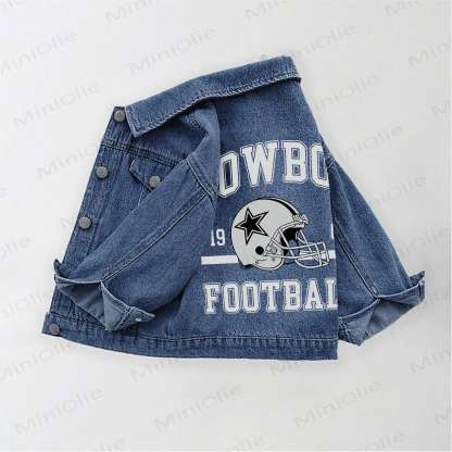 COWBOY FOOTBALL Toddler Kid Football Helmet Denim Jacket - Blue - 10-11T - image 1