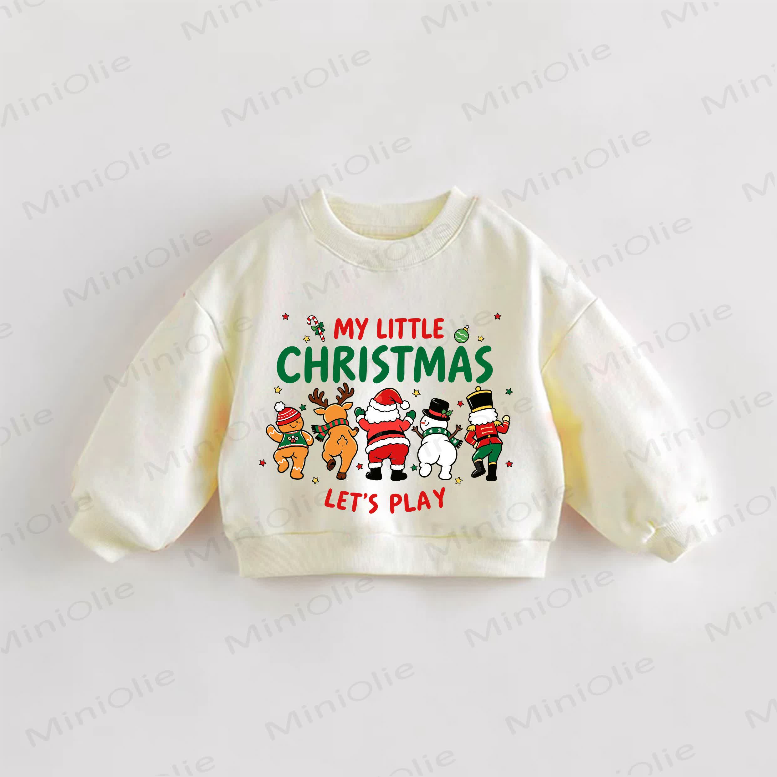 MY LITTLE CHRISTMAS LET'S PLAY Baby Toddler Christmas Cream Sweatshirt - Cream - 3-5T - image 1