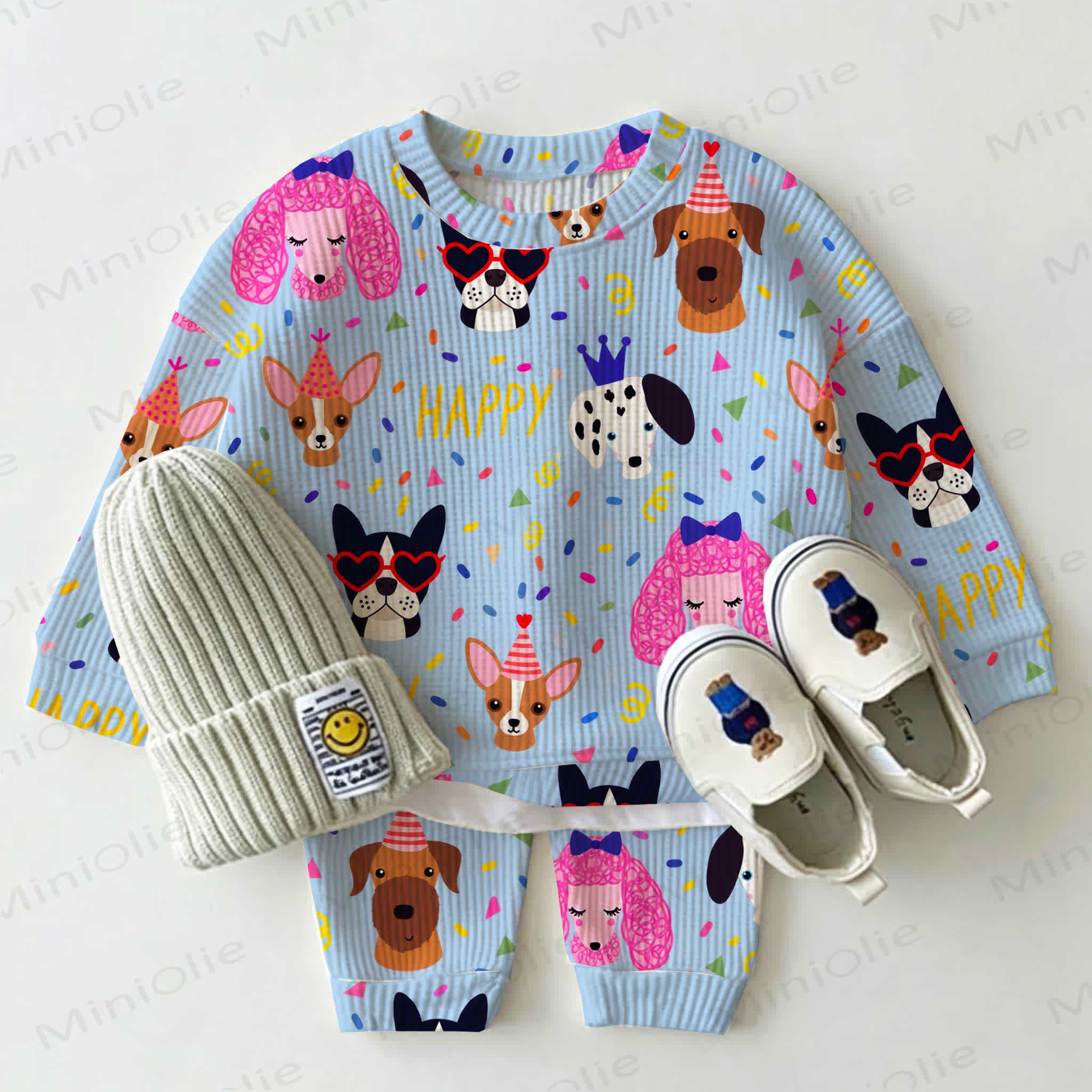 HAPPY Baby Blue Puppy Waffle 2-piece Set - Blue - 2-3T - image 1