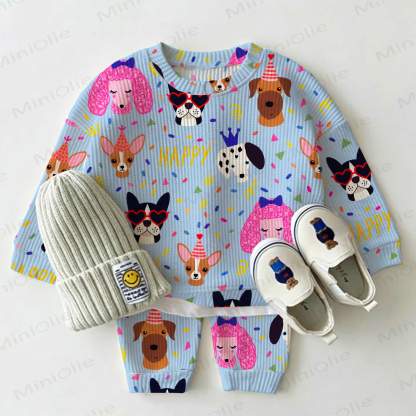 HAPPY Baby Blue Puppy Waffle 2-piece Set - Blue - 2-3T - image 1