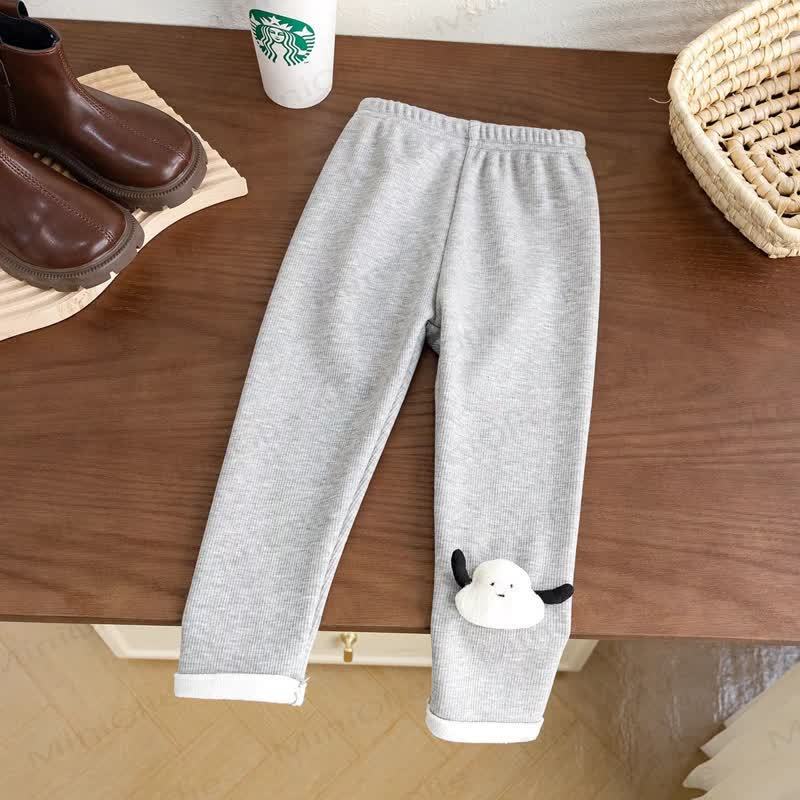 Toddler Puppy Applique Fleece Ribbed Leggings - Gray - 6-7T - image 2