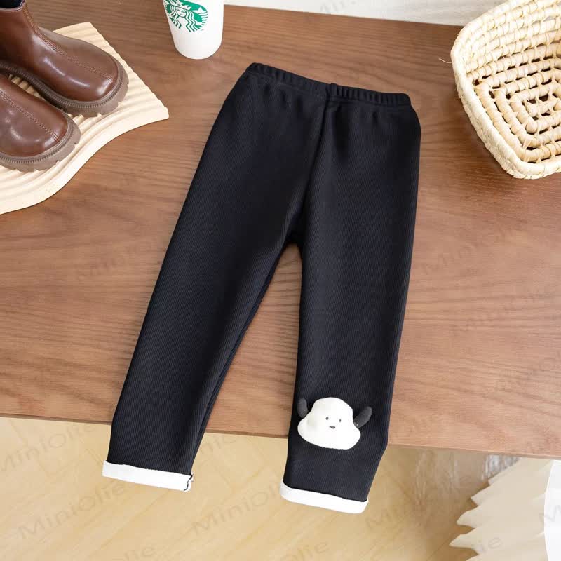 Toddler Puppy Applique Fleece Ribbed Leggings - Black - 6-7T - image 3
