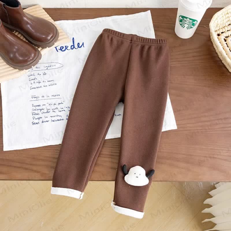 Toddler Puppy Applique Fleece Ribbed Leggings - Brown - 6-7T - image 5