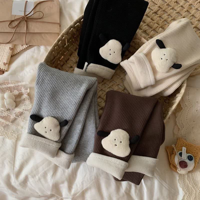 Toddler Puppy Applique Fleece Ribbed Leggings - image 7