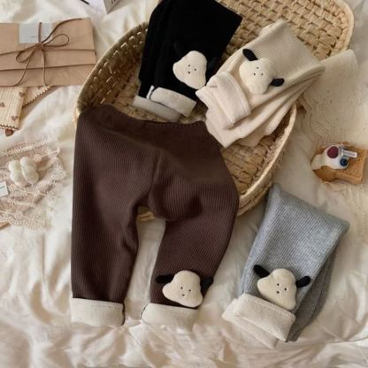 Toddler Puppy Applique Fleece Ribbed Leggings - image 6
