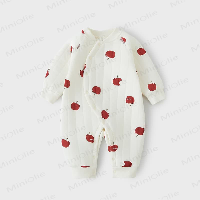 Baby Quilted Cartoon Print Long Sleeve Romper - White - 18-24M - image 3