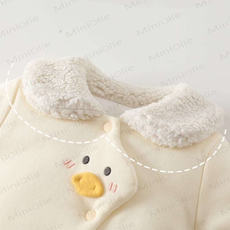 Baby Animal Applique Sherpa Collar Snap Romper - image 7