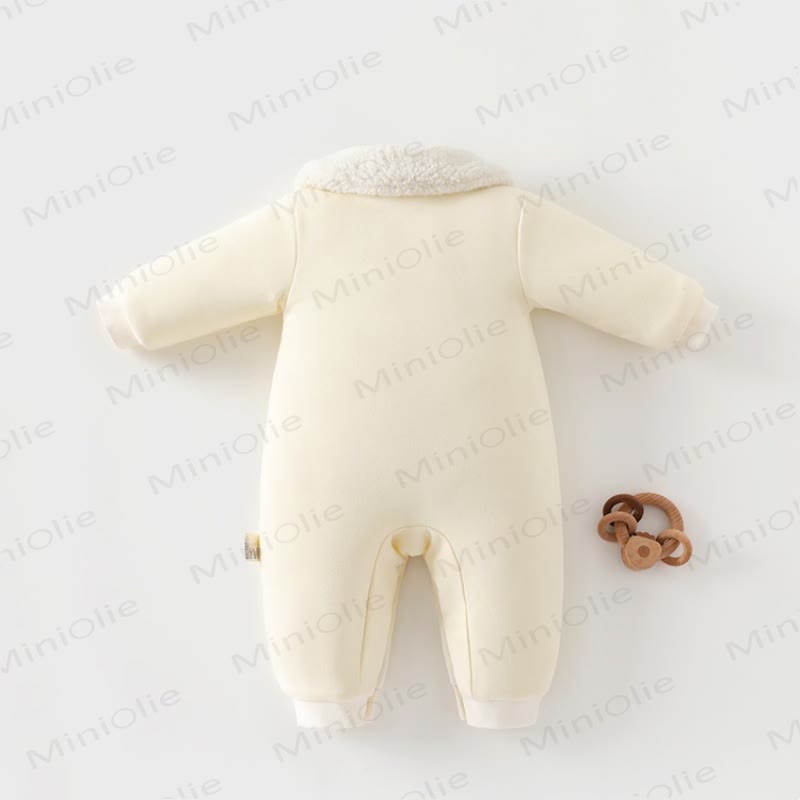 Baby Animal Applique Sherpa Collar Snap Romper - image 6
