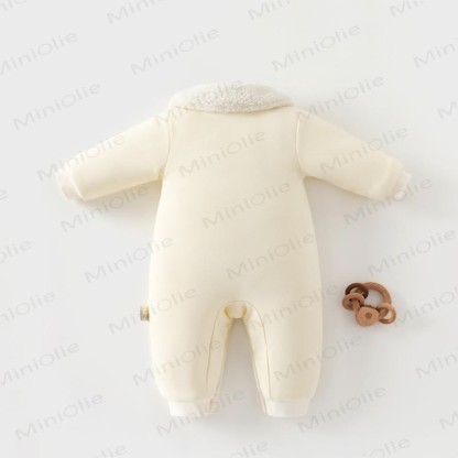 Baby Animal Applique Sherpa Collar Snap Romper - image 6