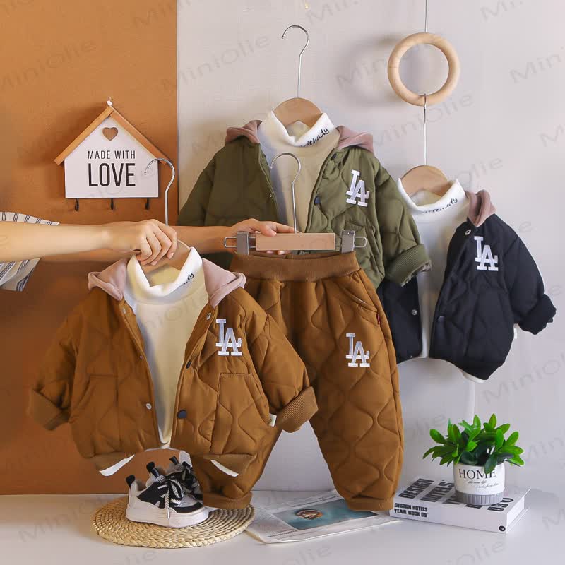 Toddler Baby Hooded Quilted Puffer 3-piece Set - image 1