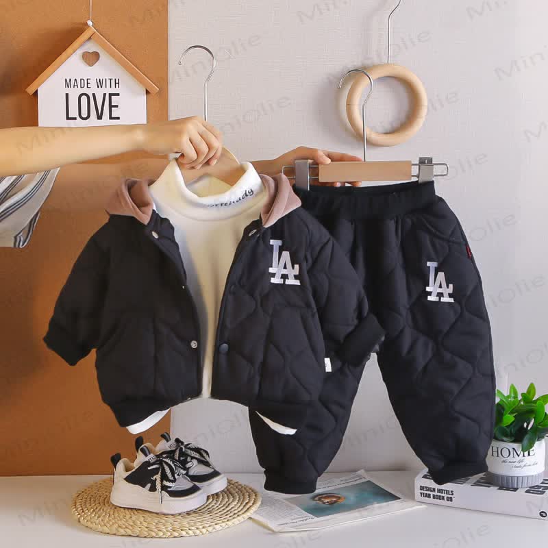 Toddler Baby Hooded Quilted Puffer 3-piece Set - Black - 4-5T - image 4