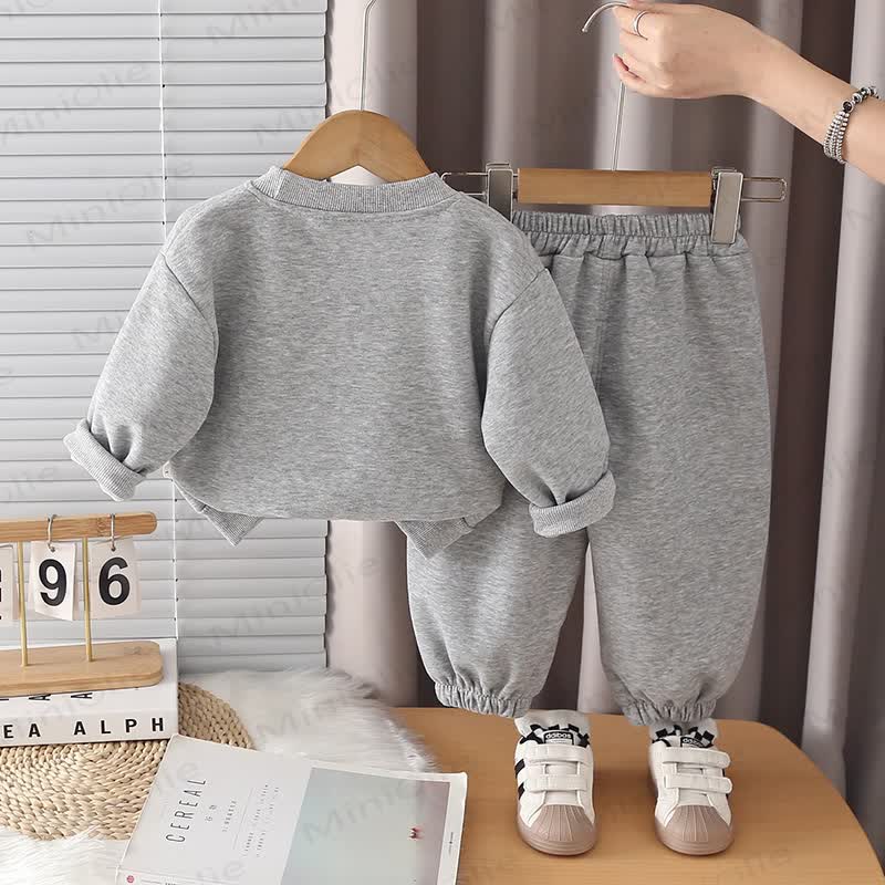 Baby Toddler Gray Puppy Patch Sweatshirt and Jogger 2-piece Set - image 2