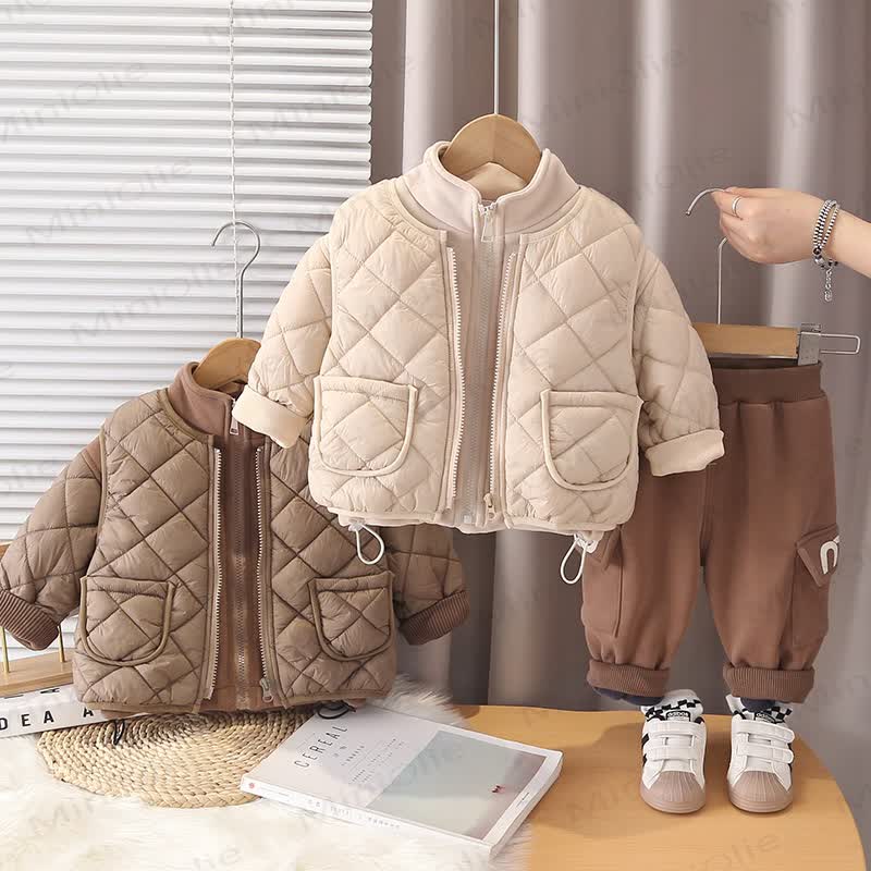 Baby Toddler Fleece Quilted Jacket and Pants 2-piece Set - image 1