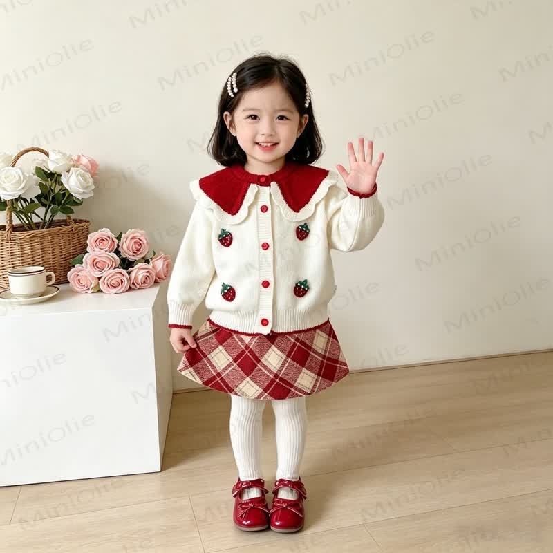 Toddler Girl Strawberry Knit Cardigan and Skirt 2-piece Set - image 1