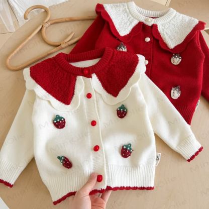 Toddler Girl Strawberry Knit Cardigan and Skirt 2-piece Set - image 4