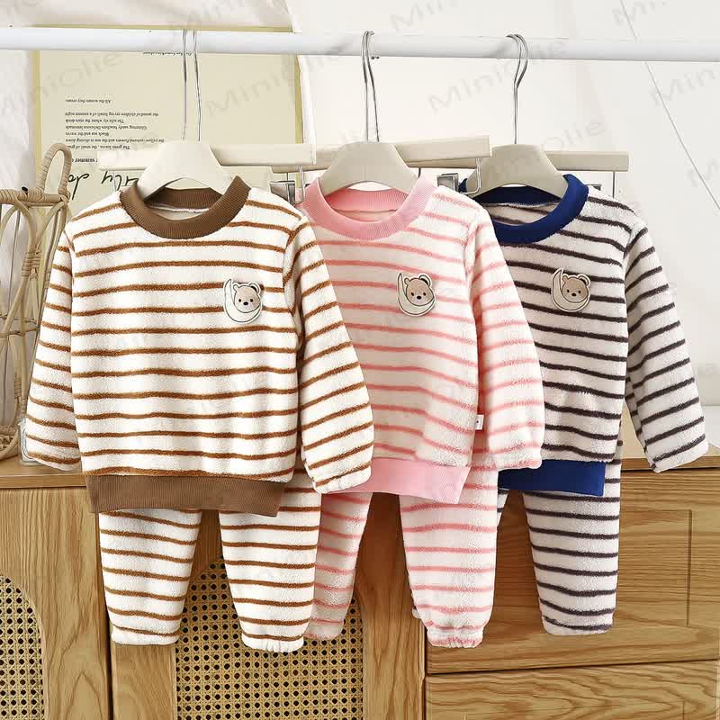 Toddler Bear Stripe Fleece Lounge 2-piece Set - image 1