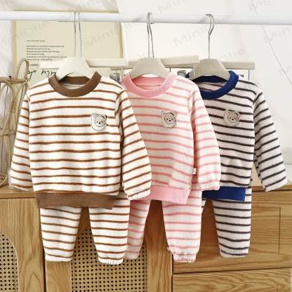 Toddler Bear Stripe Fleece Lounge 2-piece Set - image 1