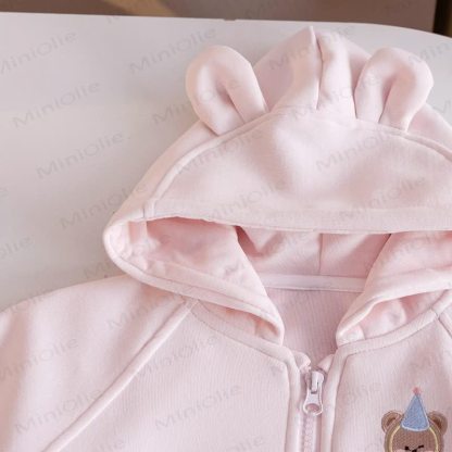 Baby Toddler Pink Bear Ear Hooded and Jogger 2-piece Set - image 3