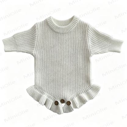 Personalized Baby Name Ruffled Knit Bodysuit - White - 2T - image 4