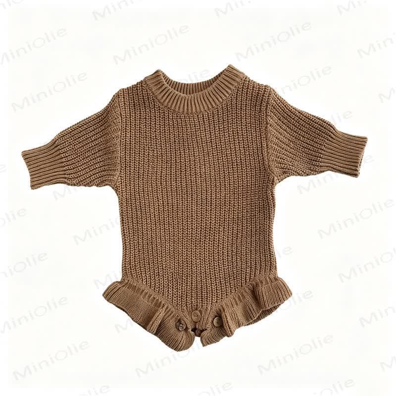 Personalized Baby Name Ruffled Knit Bodysuit - Brown - 2T - image 5