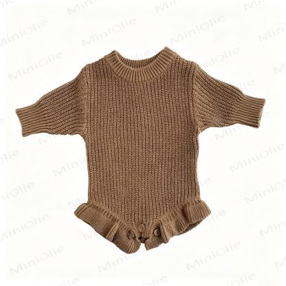 Personalized Baby Name Ruffled Knit Bodysuit - Brown - 2T - image 5
