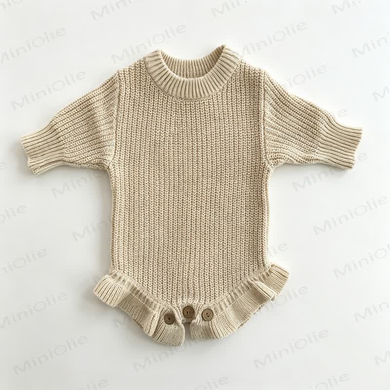 Personalized Baby Name Ruffled Knit Bodysuit - Khaki - 2T - image 11