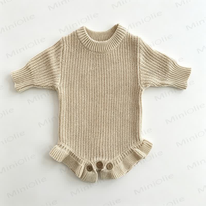 Personalized Baby Name Ruffled Knit Bodysuit - Khaki - 2T - image 11