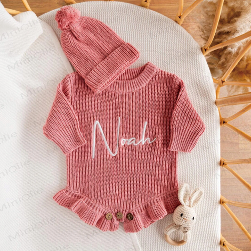Personalized Baby Name Ruffled Knit Bodysuit - image 10