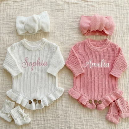 Personalized Baby Name Ruffled Knit Bodysuit - image 3