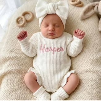 Personalized Baby Name Ruffled Knit Bodysuit - image 2