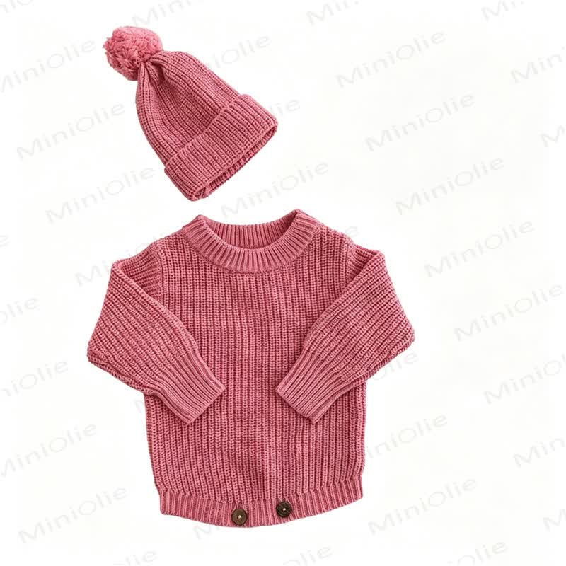 Personalized Baby Name Knit Bodysuit with Hat - Hot Pink - 2T - image 8