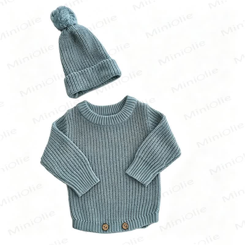 Personalized Baby Name Knit Bodysuit with Hat - Blue - 2T - image 2