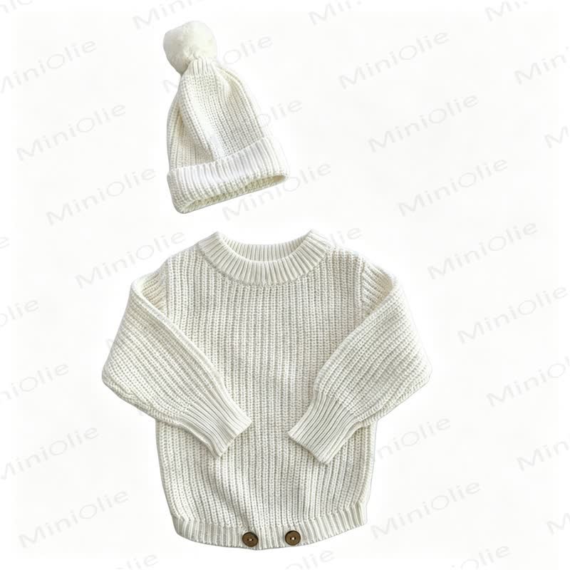 Personalized Baby Name Knit Bodysuit with Hat - White - 2T - image 6
