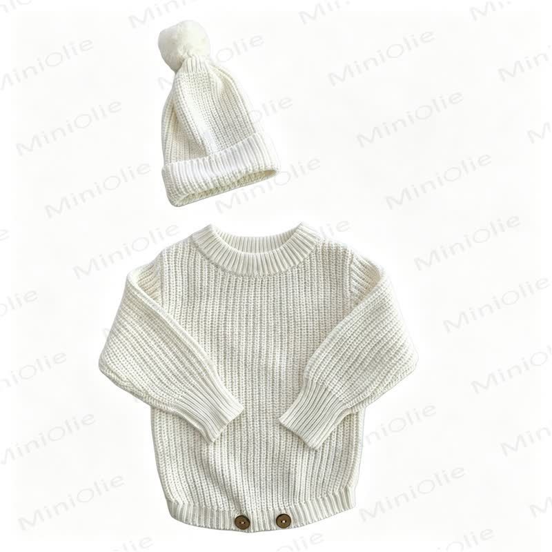 Personalized Baby Name Knit Bodysuit with Hat - White - 2T - image 6