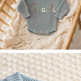 Personalized Baby Name Knit Bodysuit with Hat - image 4