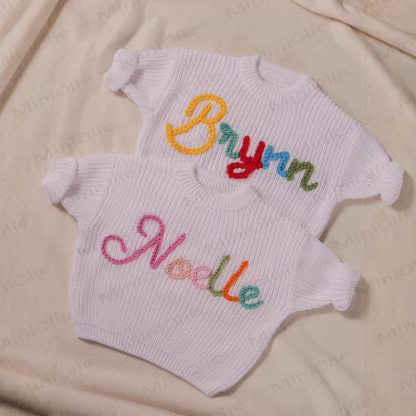 Personalized Baby Name Embroidered Knit Sweater - image 2