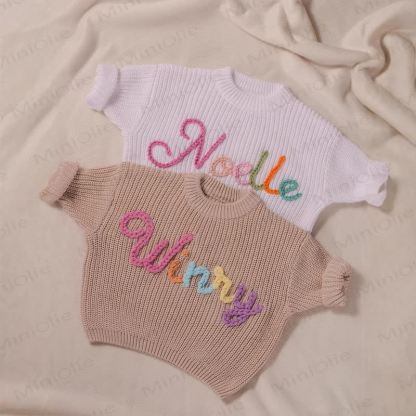 Personalized Baby Name Embroidered Knit Sweater - image 3