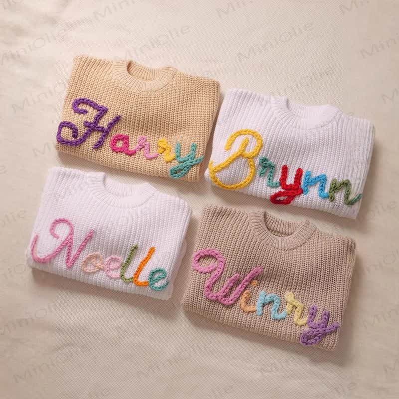 Personalized Baby Name Embroidered Knit Sweater - image 4