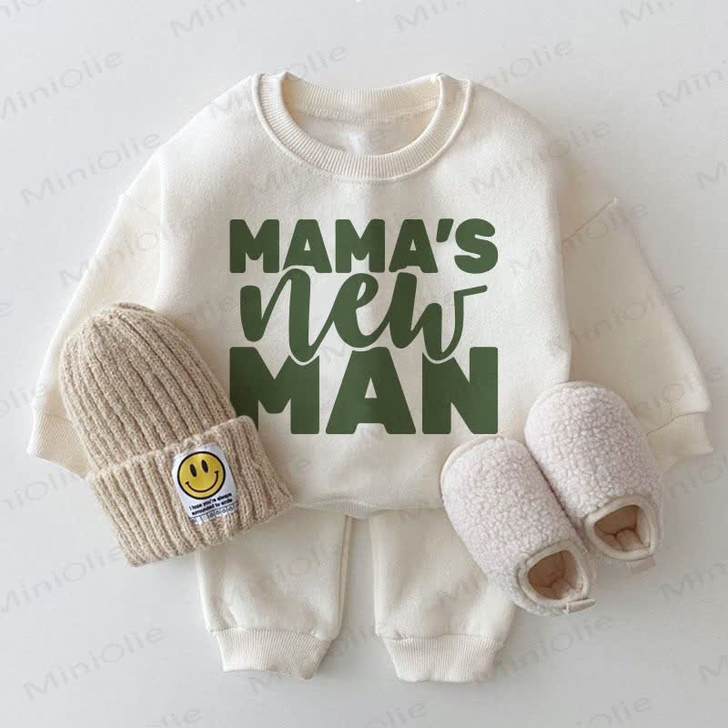 MAMA'S NEW MAN Baby White Sweatshirt 2-piece Set - White - 2-3T - image 1