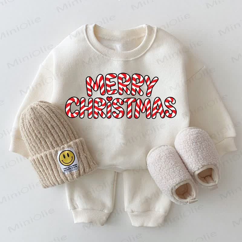 MERRY CHRISTMAS Baby White Sweatshirt 2-piece Set - White - 2-3T - image 1