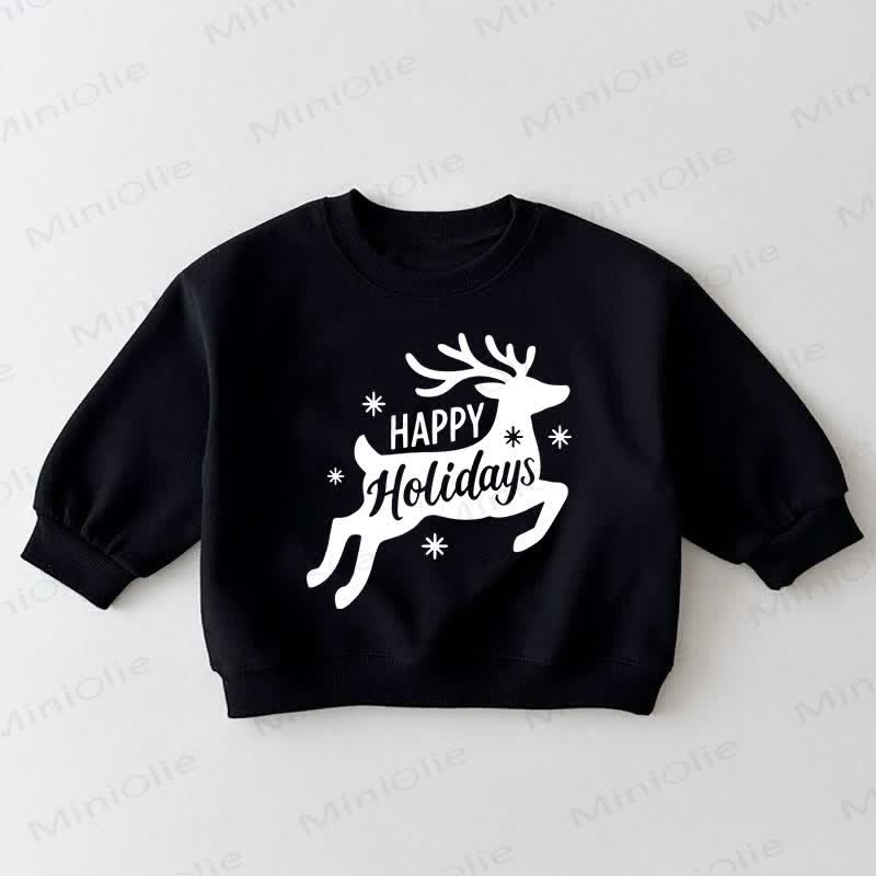 HAPPY HOLIDAYS Baby Toddler Deer Black Sweatshirt - Black - 3-5T - image 1